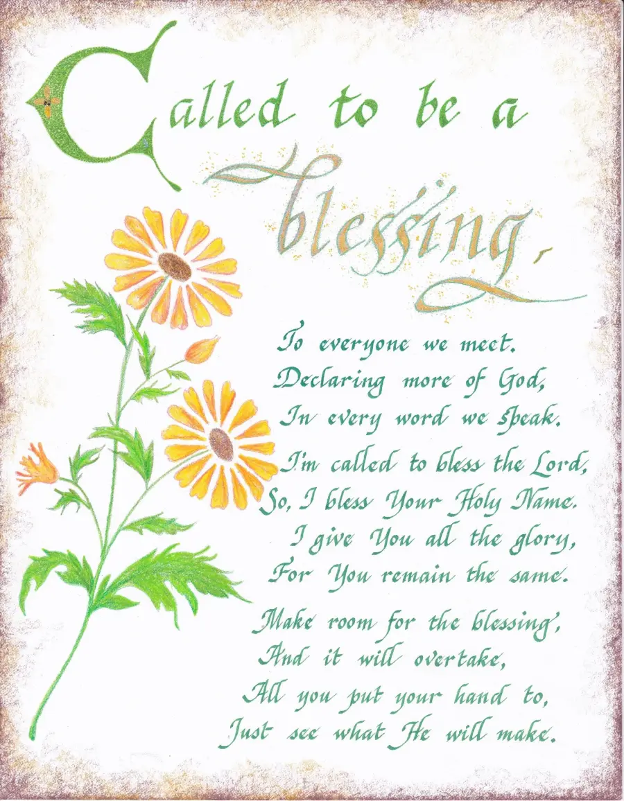 Called To Be A Blessing, a poem hand-lettered and illustrated by Joyce Kruse