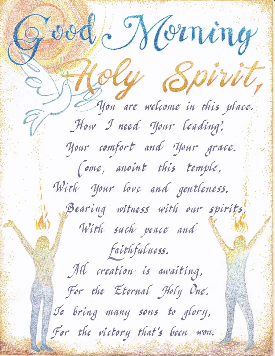 Good Morning Holy Spirit, a poem hand-lettered and illustrated by Joyce Kruse